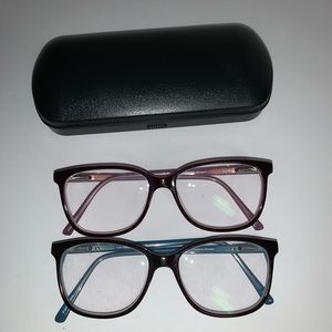 Two Chelsea Morgan glasses frames with one case